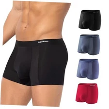  Mens Boxer Briefs Sexy Modal Mesh Underwear Large Black/Deep Grey/Red/Blue