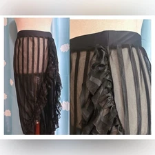 Sheer striped ruffle pull on skirt lingerie, evening- S