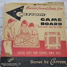 Vintage carrom game board plays more than 100 games has 2 sticks 1 is cracked