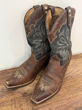 Ariat Womens Daisy Western Leather Boots Brown Black Embroidered Square Toe US 9