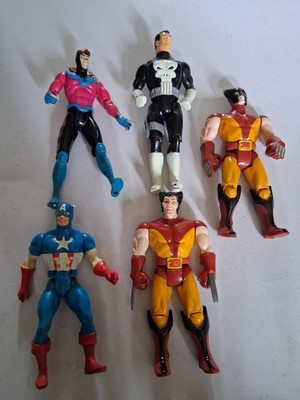 Vintage 1980s Action Figures 5 1 Captian America 2 Wolverine 1 Gambit 1 Punisher