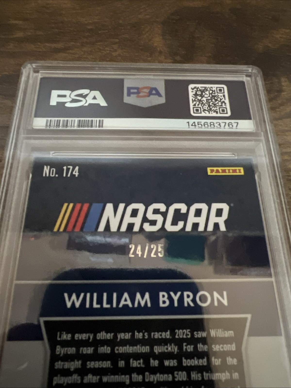 William Byron 2025 Prizm NASCAR Mojo Door Number 24/25 PSA 10 view 3