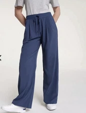 Calia Carrie Underwood Large Pant WAX32308 Waist Tie Wide Leg Blue Pockets RP$98
