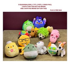 LOT OF 13 MINI SMALL DIFFERENT BRANDS PLUS FREE BAG PLUSH/STUFFED ANIMAL