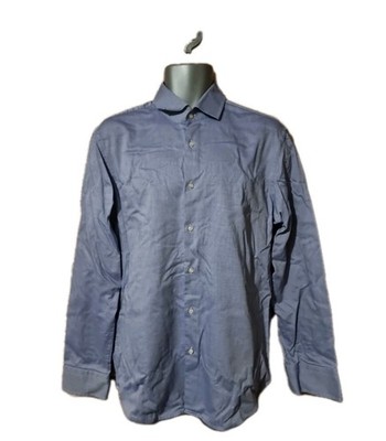Hugo Boss Hemd mit Knopfleiste Herren Größe 16 Blau Kragen Langarm