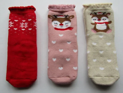 C&A 3 Paar Baby Mädchen Weihnachtssocken Wintersocken Anti-Rutsch ABS Socken NEU