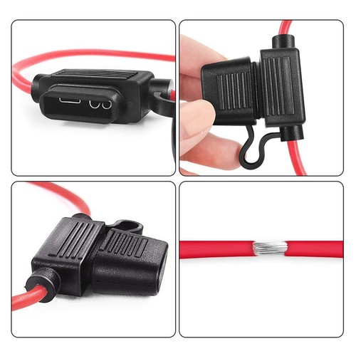 10 Pack 14 Gauge InLine Blade Fuse Holder with 10 30Afuse Copper Wire Protection - Picture 7 of 8