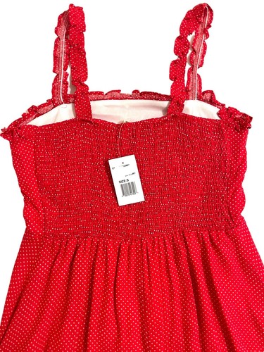 Red Polka Dot Dress Strappy Ruffles Le Lis Mini A line SZ S NWT - Picture 7 of 10