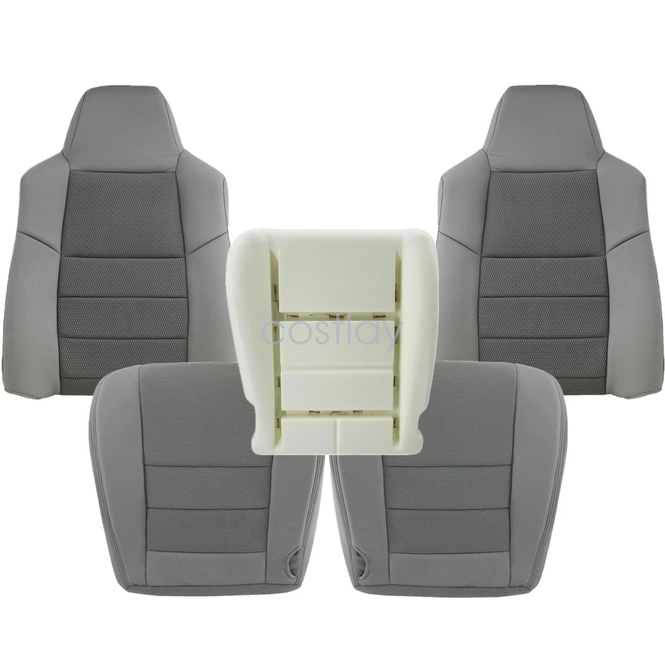 For 2003-2007 Ford F250 Super Duty XLT XL Front Seat Cover Gray / Foam Cushion - Image 3 of 4