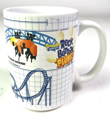 Vtg NICKELODEON SPONGEBOB SquarePants Rock Bottom Plunge Ride COFFEE MUG MOA