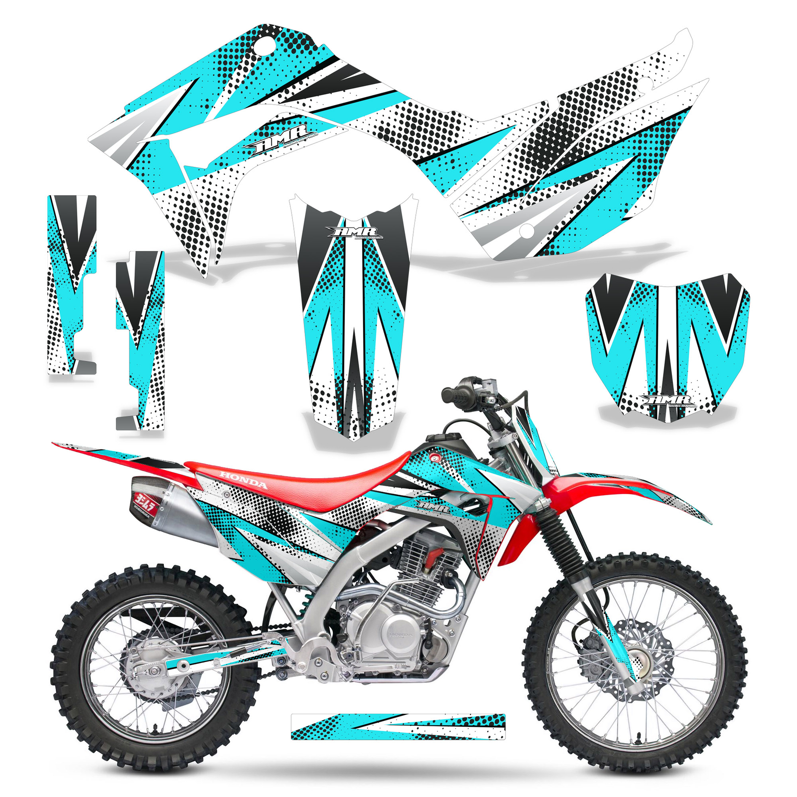 Mx Graphics Kit Plates Decal For Honda Crf125f 19 Slash Teal Ebay