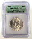 1960-D Franklin Half Dollar 50C ICG MS65 FBL Mint UNC Full Bell Lines