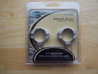 Weaver Grand Slam 1'' Medium Nickel / Silver Dovetail  Rings  ~New~
