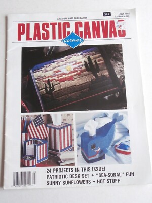 Leisure Arts PLASTIC Canvas Eckmagazin 1992 Sonnenblumen patriotisch Weihnachten