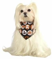 Halloween S/M/L Glitter Bandana Triangle Bib Skull Ghost Witch Pumpkin Black Ora