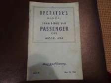 VINTAGE 1946 Ford Passenger Car Operator's Manual--0219