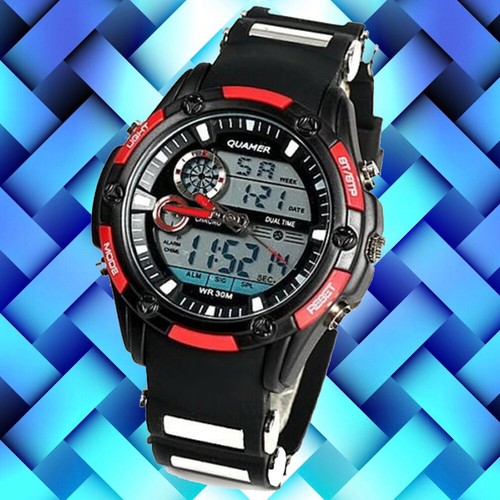 Orologio Uomo da Polso Digitale Analogico Multifunzione Quamer Military Ros  lac | eBay