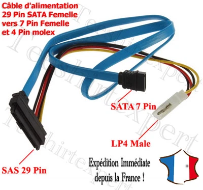7 Pin Sata Serial ATA a SAS 29 & 4 Pin Alimentazione Cavo Connettore Adattatore