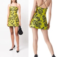 Alice + Olivia Tayla Structured Mini Dress Citron Black Size 4
