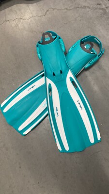 CLEARENCE SALE !! OCEANIC Viper Fins SCUBA Open Heel ADJUST GREEN/WHITE (Size R)