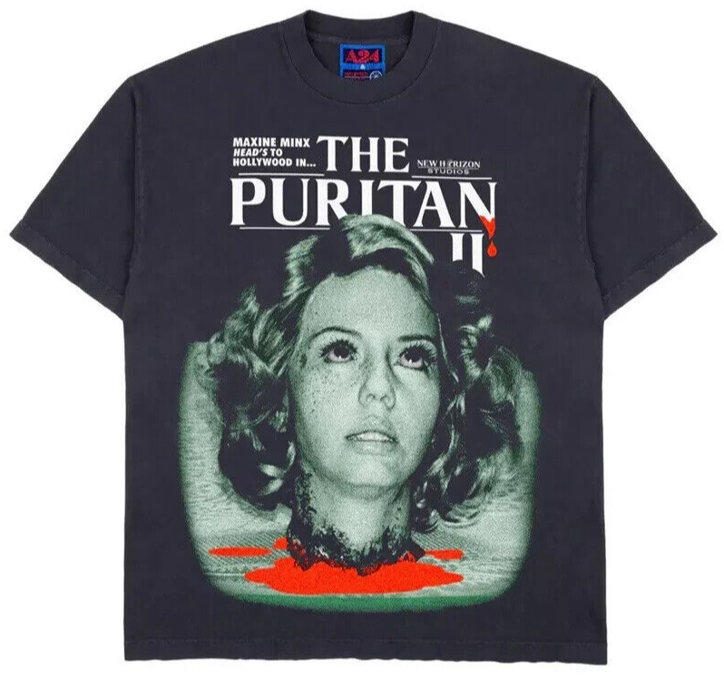 Online Ceramics A24 MaXXXine The Puritan II Off Black Tee Mens 2XL XXL T-Shirt-image