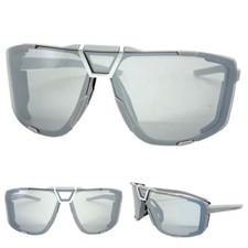 Classic Motorcycle Biker Sports Wrap Around SUN GLASSES Gray Frame Chrome Lens