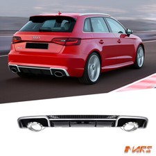 RS3 Style Rear Bumper Diffuser with exhaust Tips for AUDI A3 8V Hatch Back 13-16