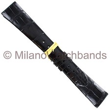 19mm Black deBeer Genuine Louisiana Alligator Shiny Padded Unstitched Watch Band