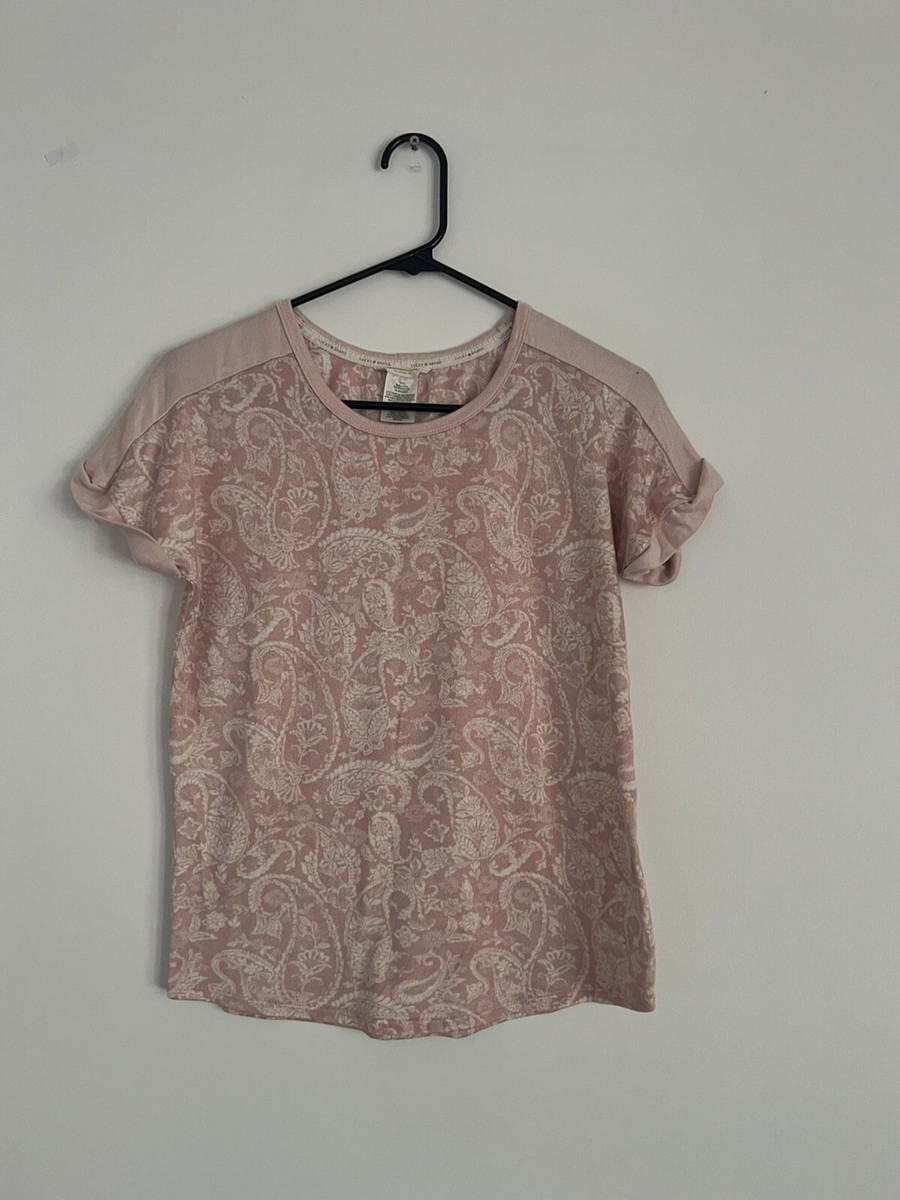 Lucky Brand Women's Small Pink White Paisley Pajama Shirt