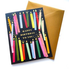 RIFLE PAPER CO. Greeting Card  Envelope "CANDLES" Birthday w Gold Blank A2 