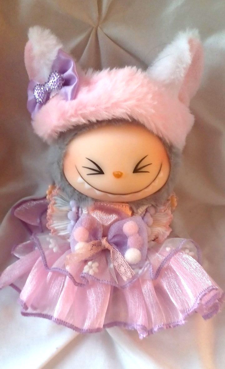 Labubu Outfit Pink & White Poms Bow Dress,Head Piece and Plush Monster doll  NEW | eBay