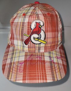 Springfield Cardinals Baseball Cap Autographed Plaid Ashley's Furniture Sponser