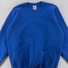 vintage 90s BLANK BLUE FRUIT OF THE LOOM CREWNECK SWEATSHIRT LARGE