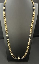 Necklace Chunky Gold Tone Chunky Chain 5 Sets Of Black  White Beads See Photos
