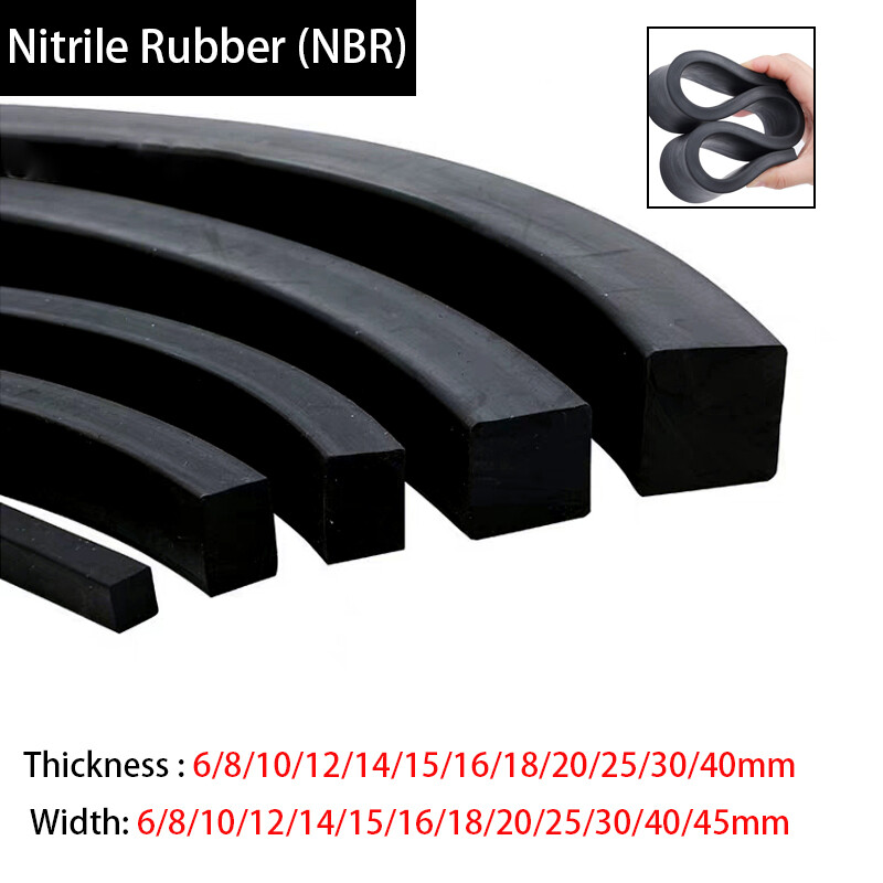Black Solid NBR Nitrile Rubber Rectangle Sealing Strip Absorption