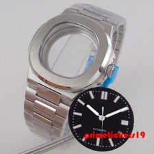 Square Brushed 40mm Watch Case Sapphire Bracelet Dial Hands Set Fit NH35 NH36