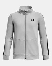 Boy's Under Armour Pennant FZ Full Zip Gray Moisture Wicking Warm Up Jacket - Sm