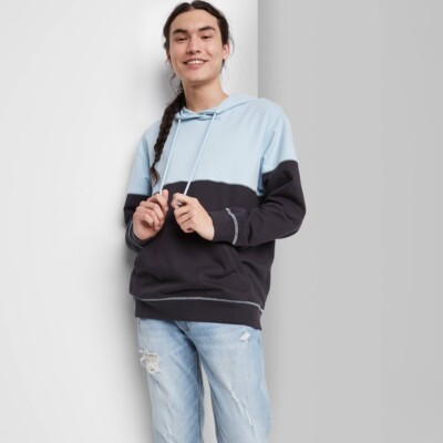 Original Use - Men's Hooded Sweatshirt - Dark Blue & Light Blue - Size Medium