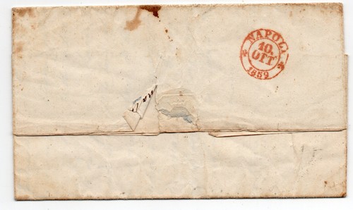Antichi Stati (Pontificio) - 5 baj. 1859 su piego per Napoli al verso annullo NA - Foto 2 di 2