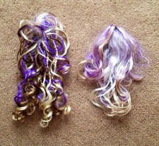 GIRLS 2 PLAY PONY TAIL HAIRCLIPS BLONDE PURPLE CURLS BRAIDS 11" & 13 INCHES CUTE