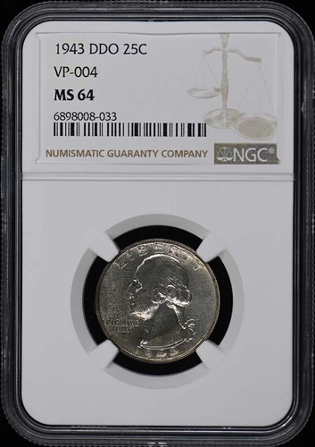 1943 DDO Washington Quarter VP-004 25C NGC MS64