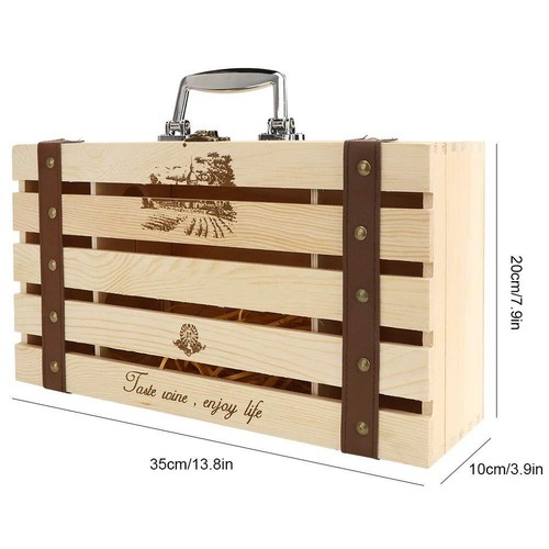 Double Bottle Wooden Wine Gift Box Hollow Design Red Wine Accessory Container - Picture 6 of 9