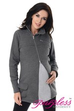 Purpless Maternity Across Body Zips Adjustable Pregnancy Sweatshirt Hoodie 9055