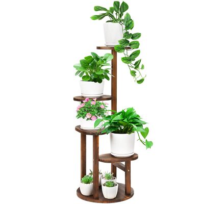4 Tier Plant Stand IndoorWood Oval Plant Stand Corner Plant Shelf for  Multipl... | eBay