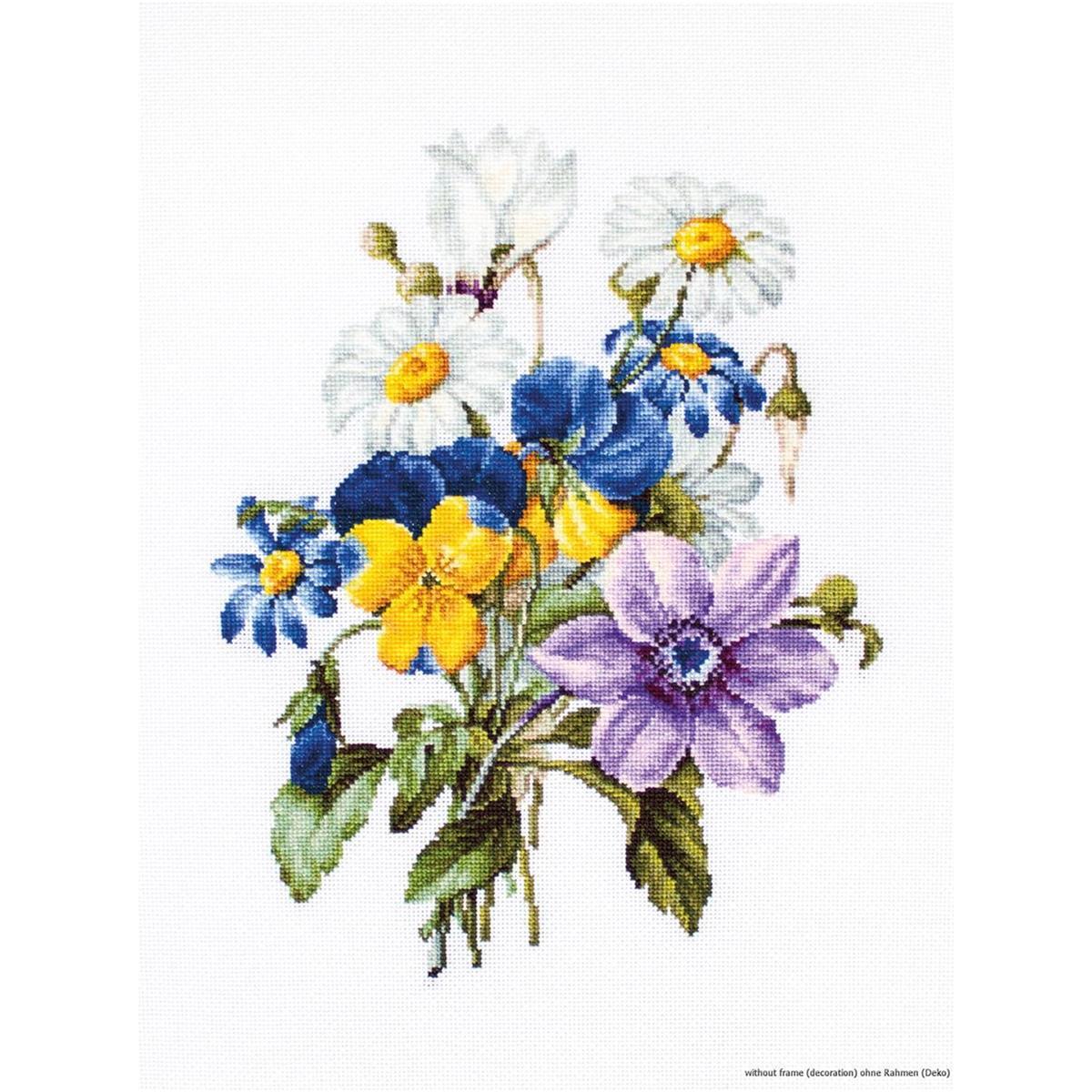 Luca-S counted Cross Stitch kit ""Bouquet with camomiles"", 19x24,5cm, DIY