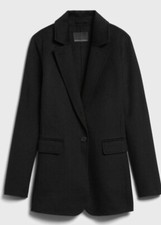 Banana Republic Black Wool One-Button Blazer Jacket Sz S Casual Career Travel