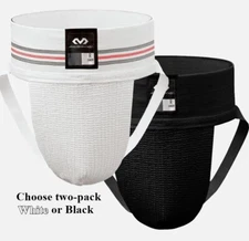 McDavid Adult Men's Athletic Jock Strap, Jock Supporter, Black or White, 2 Pack