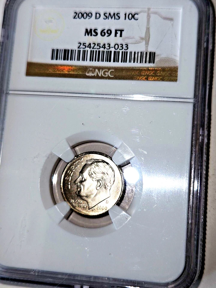 2009 D ROOSEVELT DIME NGC MS69 FT SPECIAL MINT SET SMS 10 CENTS NICE! - Image 3 of 4