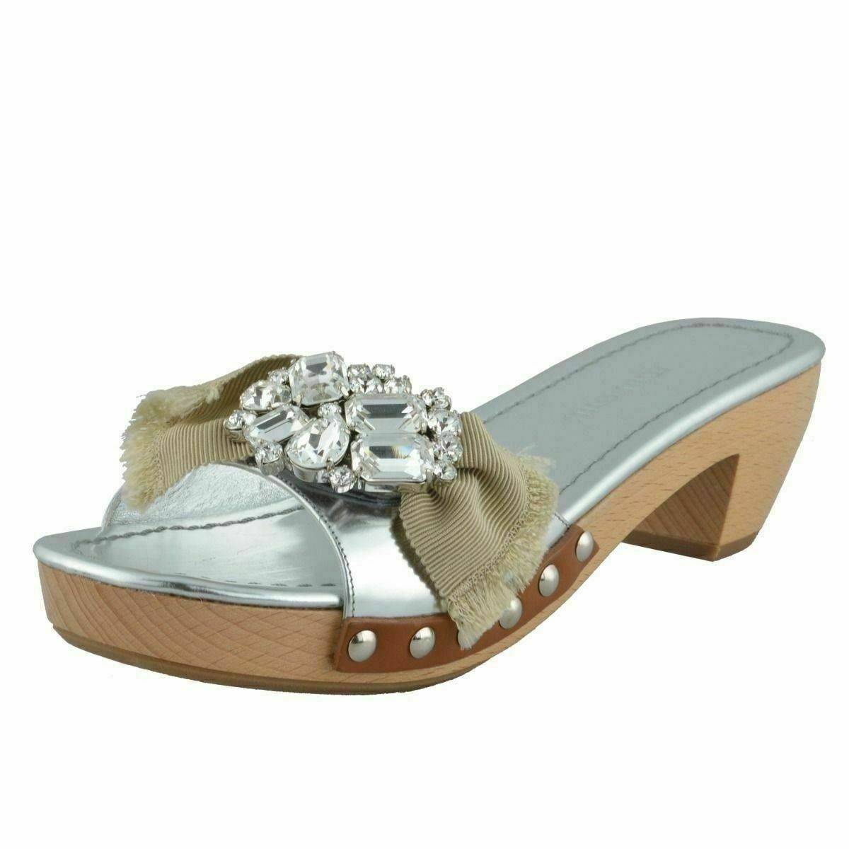 miu miu クリスタル装飾サンダル Miu Miu Women's Crystal Decorated Sandals Platforms Flip