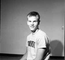 Vintage Negative B&W Med Format 1970's Yearbook Photo Teen Boy Student #343